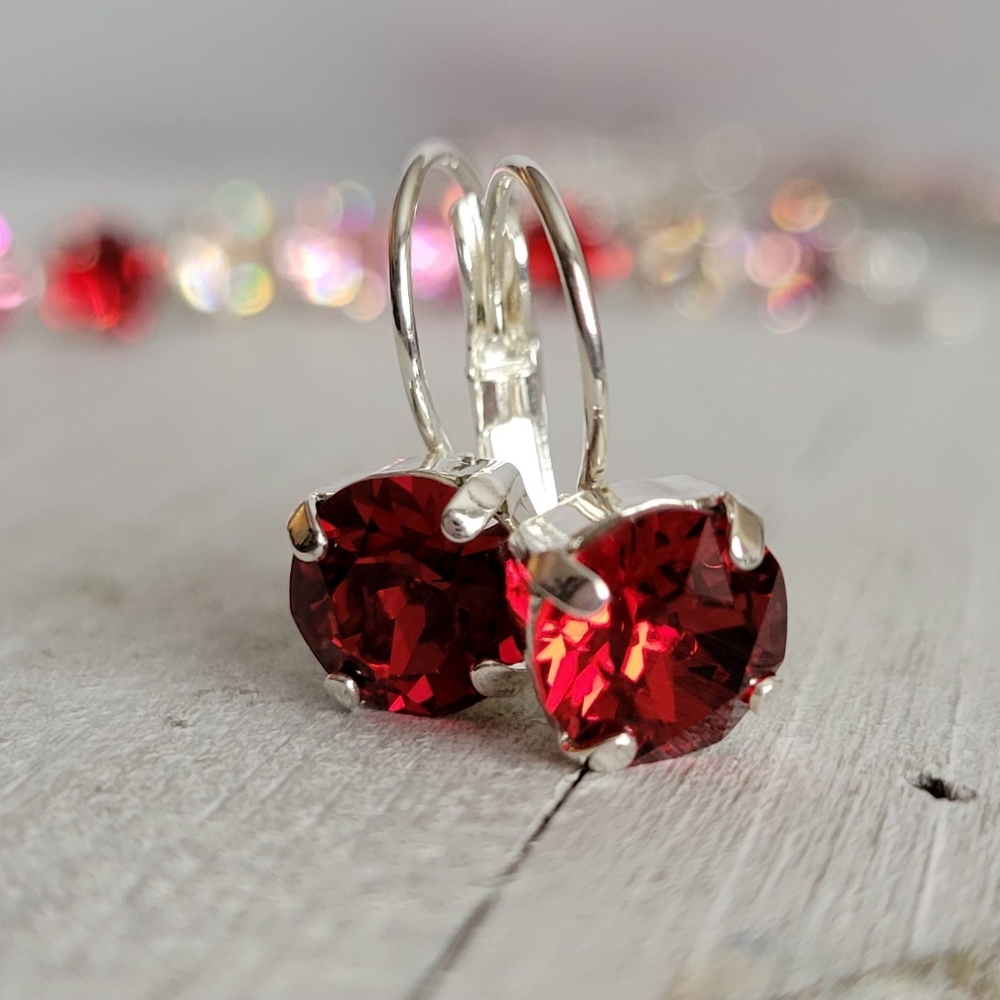 Austrian Crystal Earrings in Shiny Silver